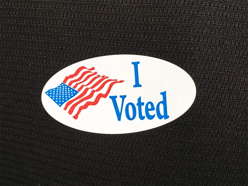 InStockLabels.com I Voted Stickers with American Flag, 2 x 1 Inches, 500 Adhesive Labels - Patriotic Election Day Vote Stickers for Voter Locations and Polling Stations - Image 1